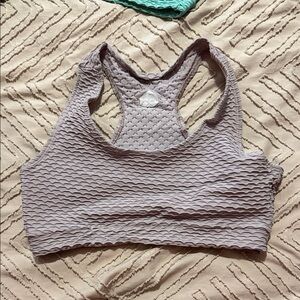 Booty by Brabants Seamless Textured Racerback Sports Bra - Light Mauve